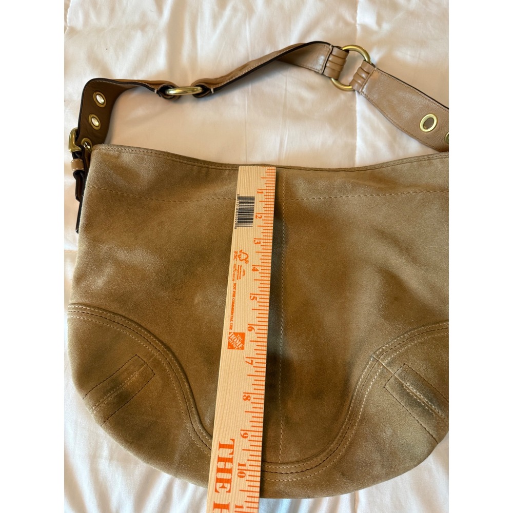 Coach Ergo Hobo Bag Tan Suede Leather Trim Brass Hardware 8A16 Vintage Boho - Picture 4 of 12
